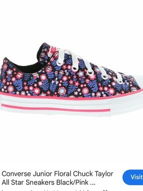 Converse Junior Floral Chuck Taylor All Star Sneakers Black/Pink Size 2